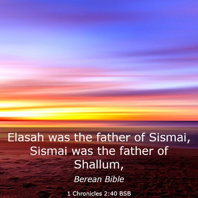 Picture 03 - 1 Chronicles 2:40 BSB - Elasah was the father of Sismai, Sismai was the - Bible Verse Picture