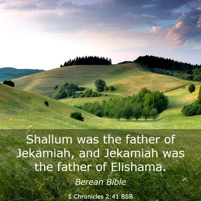 Picture 03 - 1 Chronicles 2:41 BSB - Shallum was the father of Jekamiah, and Jekamiah - Bible Verse Picture