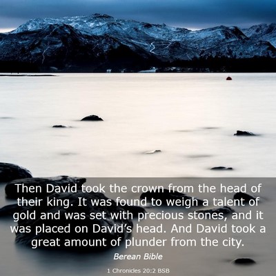 Picture 03 - 1 Chronicles 20:2 BSB - Then David took the crown from the head of their - Bible Verse Picture