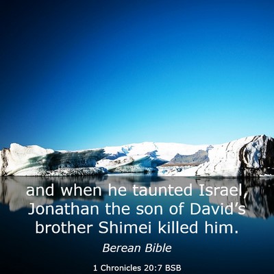 Picture 03 - 1 Chronicles 20:7 BSB - and when he taunted Israel, Jonathan the son of - Bible Verse Picture