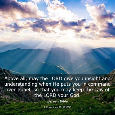 Picture 03 - 1 Chronicles 22:12 BSB - Above all, may the LORD give you insight and - Bible Verse Picture
