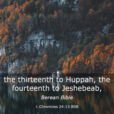 Picture 03 - 1 Chronicles 24:13 BSB - the thirteenth to Huppah, the fourteenth to - Bible Verse Picture