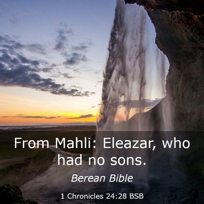 Picture 03 - 1 Chronicles 24:28 BSB - From Mahli: Eleazar, who had no - Bible Verse Picture