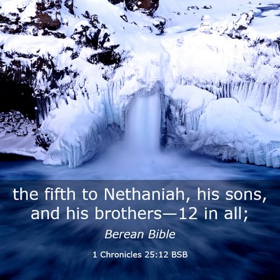 Picture 03 - 1 Chronicles 25:12 BSB - the fifth to Nethaniah, his sons, and his - Bible Verse Picture