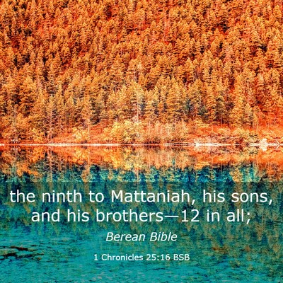Picture 03 - 1 Chronicles 25:16 BSB - the ninth to Mattaniah, his sons, and his - Bible Verse Picture