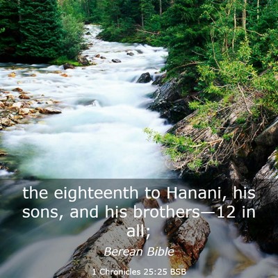 Picture 03 - 1 Chronicles 25:25 BSB - the eighteenth to Hanani, his sons, and his - Bible Verse Picture