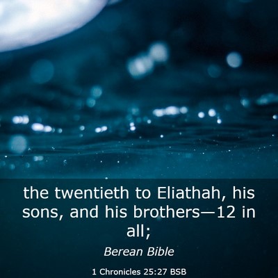 Picture 03 - 1 Chronicles 25:27 BSB - the twentieth to Eliathah, his sons, and his - Bible Verse Picture