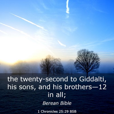 Picture 03 - 1 Chronicles 25:29 BSB - the twenty-second to Giddalti, his sons, and his - Bible Verse Picture