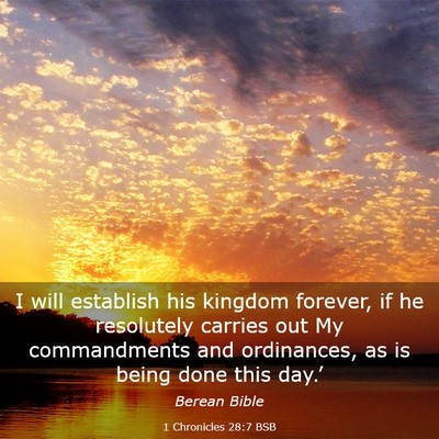 Picture 03 - 1 Chronicles 28:7 BSB - I will establish his kingdom forever, if he - Bible Verse Picture