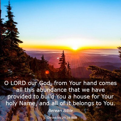 Picture 03 - 1 Chronicles 29:16 BSB - O LORD our God, from Your hand comes all this - Bible Verse Picture