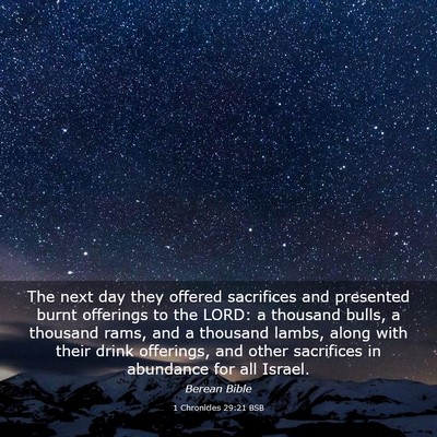 Picture 03 - 1 Chronicles 29:21 BSB - The next day they offered sacrifices and - Bible Verse Picture