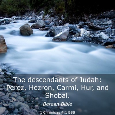 Picture 03 - 1 Chronicles 4:1 BSB - The descendants of Judah: Perez, Hezron, Carmi, - Bible Verse Picture