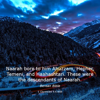 Picture 03 - 1 Chronicles 4:6 BSB - Naarah bore to him Ahuzzam, Hepher, Temeni, and - Bible Verse Picture