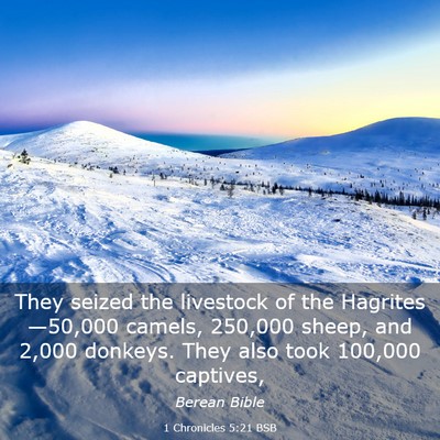 Picture 03 - 1 Chronicles 5:21 BSB - They seized the livestock of the - Bible Verse Picture
