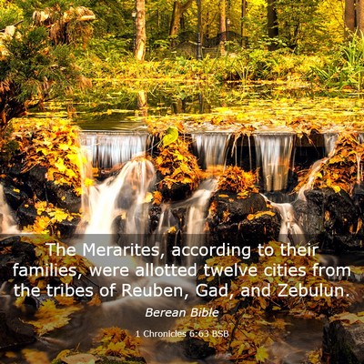 Picture 03 - 1 Chronicles 6:63 BSB - The Merarites, according to their families, were - Bible Verse Picture