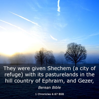 Picture 03 - 1 Chronicles 6:67 BSB - They were given Shechem (a city of refuge) with - Bible Verse Picture