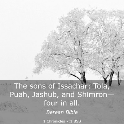 Picture 03 - 1 Chronicles 7:1 BSB - The sons of Issachar: Tola, Puah, Jashub, and - Bible Verse Picture