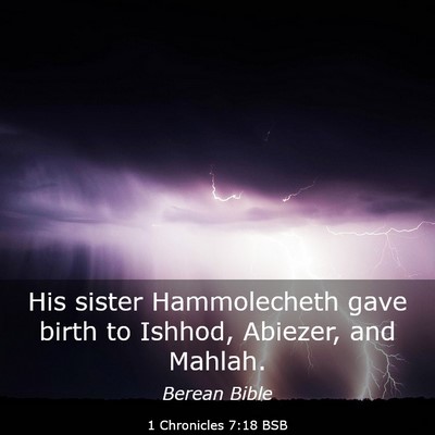 Picture 03 - 1 Chronicles 7:18 BSB - His sister Hammolecheth gave birth to Ishhod, - Bible Verse Picture