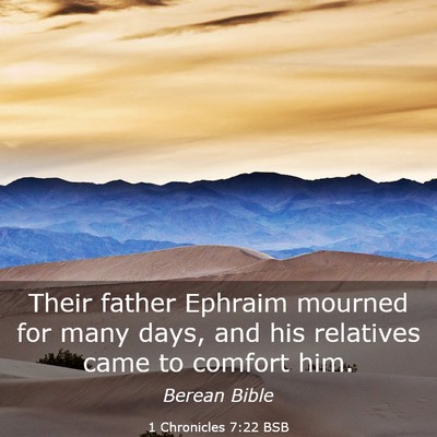 Picture 03 - 1 Chronicles 7:22 BSB - Their father Ephraim mourned for many days, and - Bible Verse Picture