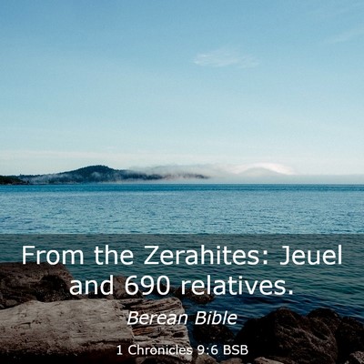 Picture 03 - 1 Chronicles 9:6 BSB - From the Zerahites: Jeuel and 690 - Bible Verse Picture