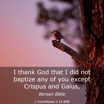 Picture 03 - 1 Corinthians 1:14 BSB - I thank God that I did not baptize any of you - Bible Verse Picture