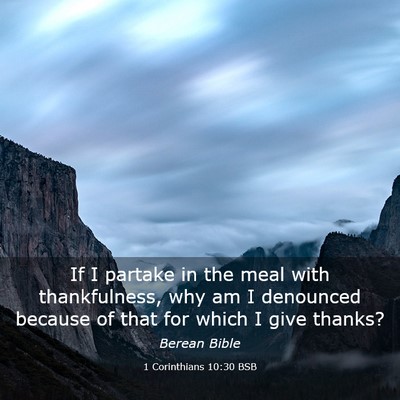 Picture 03 - 1 Corinthians 10:30 BSB - If I partake in the meal with thankfulness, why - Bible Verse Picture