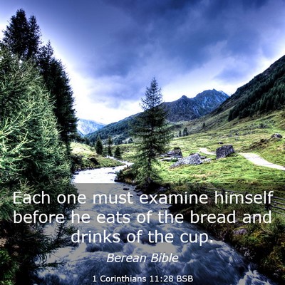 Picture 03 - 1 Corinthians 11:28 BSB - Each one must examine himself before he eats of - Bible Verse Picture