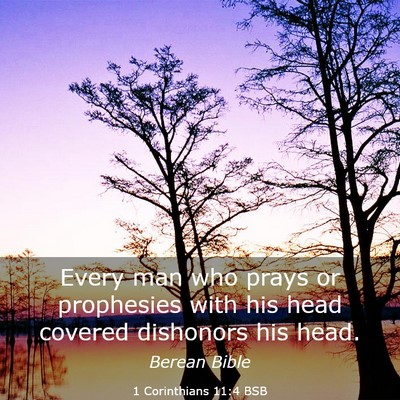 Picture 03 - 1 Corinthians 11:4 BSB - Every man who prays or prophesies with his head - Bible Verse Picture