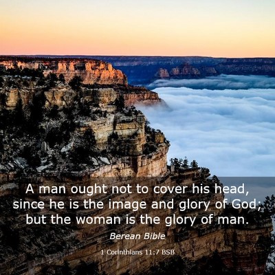Picture 03 - 1 Corinthians 11:7 BSB - A man ought not to cover his head, since he is - Bible Verse Picture