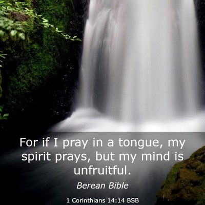 Picture 03 - 1 Corinthians 14:14 BSB - For if I pray in a tongue, my spirit prays, but - Bible Verse Picture