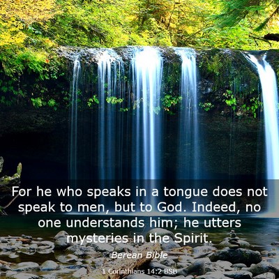 Picture 03 - 1 Corinthians 14:2 BSB - For he who speaks in a tongue does not speak to - Bible Verse Picture