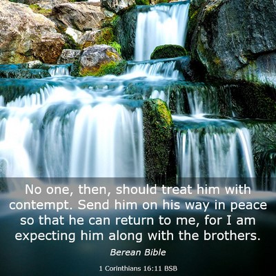 Picture 03 - 1 Corinthians 16:11 BSB - No one, then, should treat him with contempt. - Bible Verse Picture