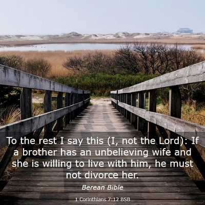 Picture 03 - 1 Corinthians 7:12 BSB - To the rest I say this (I, not the Lord): If a - Bible Verse Picture