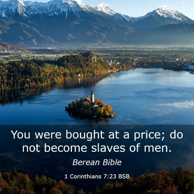 Picture 03 - 1 Corinthians 7:23 BSB - You were bought at a price; do not become slaves - Bible Verse Picture