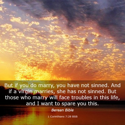 Picture 03 - 1 Corinthians 7:28 BSB - But if you do marry, you have not sinned. And if - Bible Verse Picture