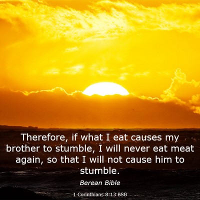 Picture 03 - 1 Corinthians 8:13 BSB - Therefore, if what I eat causes my brother to - Bible Verse Picture