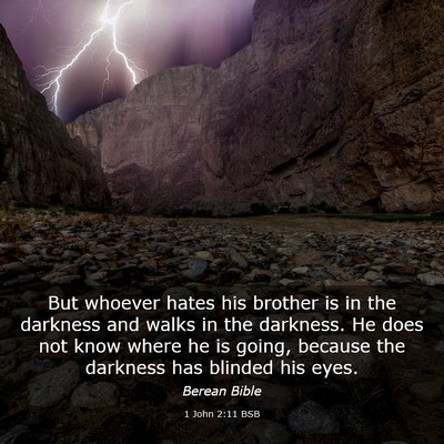 Picture 03 - 1 John 2:11 BSB - But whoever hates his brother is in the darkness - Bible Verse Picture
