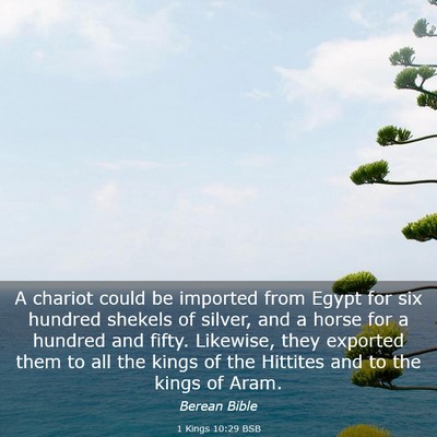Picture 03 - 1 Kings 10:29 BSB - A chariot could be imported from Egypt for six - Bible Verse Picture