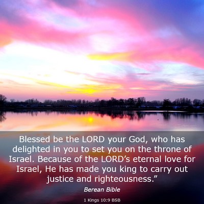 Picture 03 - 1 Kings 10:9 BSB - Blessed be the LORD your God, who has delighted - Bible Verse Picture