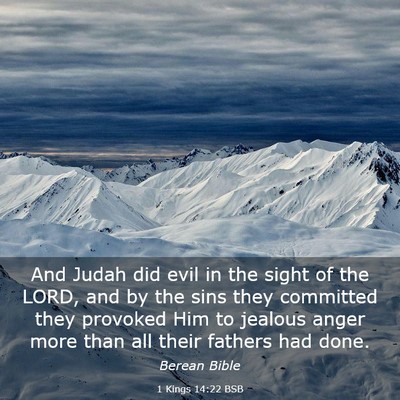 Picture 03 - 1 Kings 14:22 BSB - And Judah did evil in the sight of the LORD, and - Bible Verse Picture
