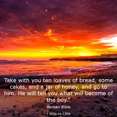 Picture 03 - 1 Kings 14:3 BSB - Take with you ten loaves of bread, some cakes, - Bible Verse Picture