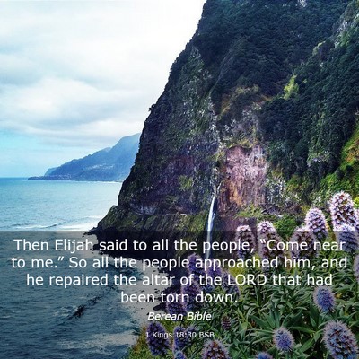 Picture 03 - 1 Kings 18:30 BSB - Then Elijah said to all the people, “Come near - Bible Verse Picture