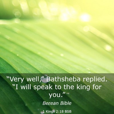Picture 03 - 1 Kings 2:18 BSB - “Very well,” Bathsheba replied. “I will - Bible Verse Picture
