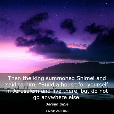 Picture 03 - 1 Kings 2:36 BSB - Then the king summoned Shimei and said to him, - Bible Verse Picture