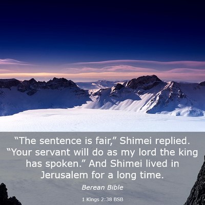 Picture 03 - 1 Kings 2:38 BSB - “The sentence is fair,” Shimei replied. - Bible Verse Picture