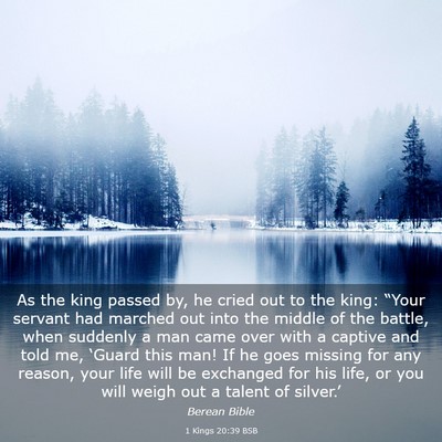 Picture 03 - 1 Kings 20:39 BSB - As the king passed by, he cried out to the king: - Bible Verse Picture