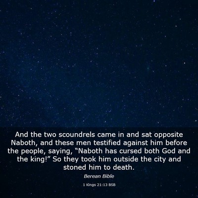 Picture 03 - 1 Kings 21:13 BSB - And the two scoundrels came in and sat opposite - Bible Verse Picture