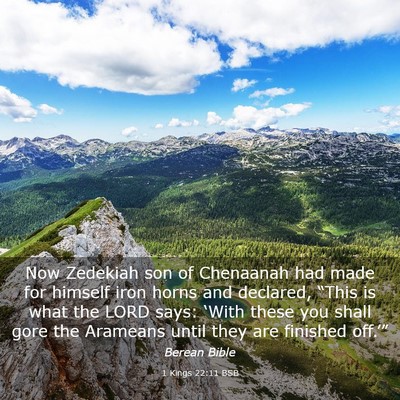 Picture 03 - 1 Kings 22:11 BSB - Now Zedekiah son of Chenaanah had made for - Bible Verse Picture