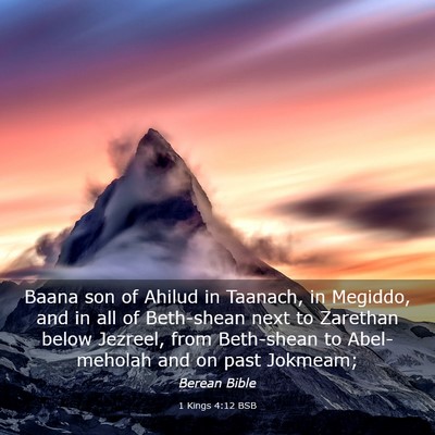 Picture 03 - 1 Kings 4:12 BSB - Baana son of Ahilud in Taanach, in Megiddo, and - Bible Verse Picture