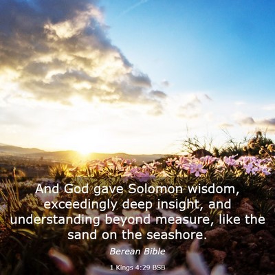 Picture 03 - 1 Kings 4:29 BSB - And God gave Solomon wisdom, exceedingly deep - Bible Verse Picture